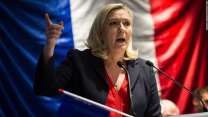 SACRILEGE: Marine Le Pen is a fat- right presindential hopeful in France, a secular country which controverially banned religious symbolismn in schools and work places and may fall victim to the fears over Muslim refuges taking away jobs and terror attacks.