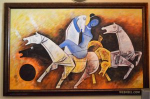 SIGNATURE: Husain was best known for his paintings of horses where he caught every detail of the noble animal