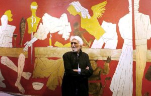 EXILED: MF Husain exiled himself to the Gulf to escape the thousands of arrest warrants issued against him by courts in India for paintings like Saitan (devil) which hinted at the agony he was facing