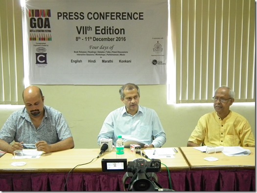 the GALF is regional and children’s literature. (L to R) Organisers Vivek Menezes, Yatin Kakodkar and Damodar Mauzo