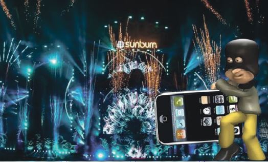 LARGE-SCALE MOBILE THEFT AT SUNBURN!