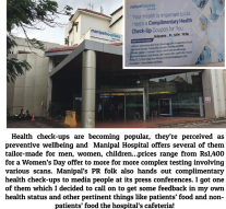 GOING FOR A HEALTH CHECK UP AT MANIPAL HOSPITAL!